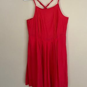 Red Mid-Length Laser Cut Dress